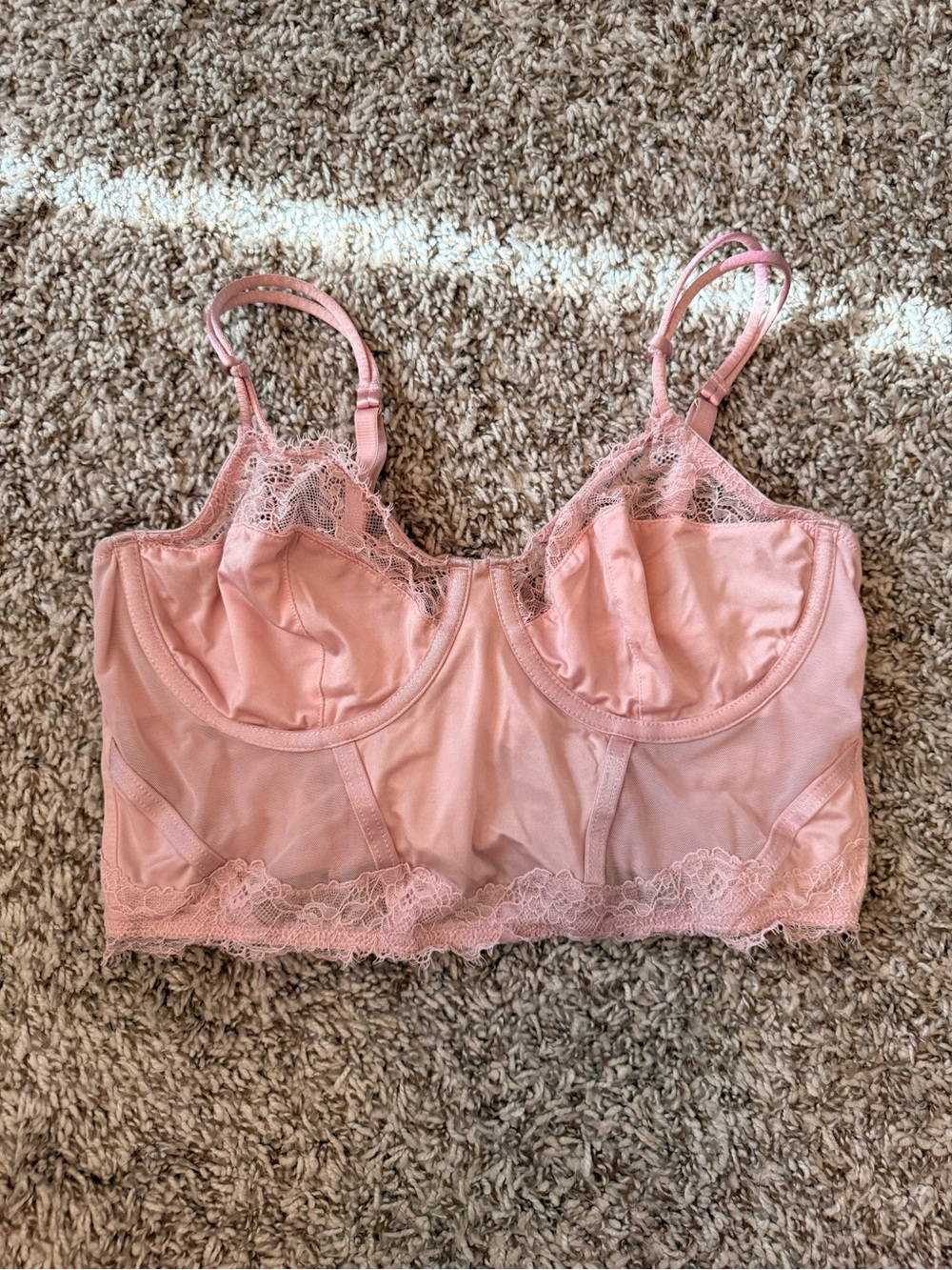 Auden Lace Longline Bralette in Dusty Pink